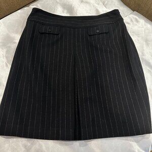 Ann Taylor Black w/Gray Pinstripe Wool Blend Skirt, Size 10